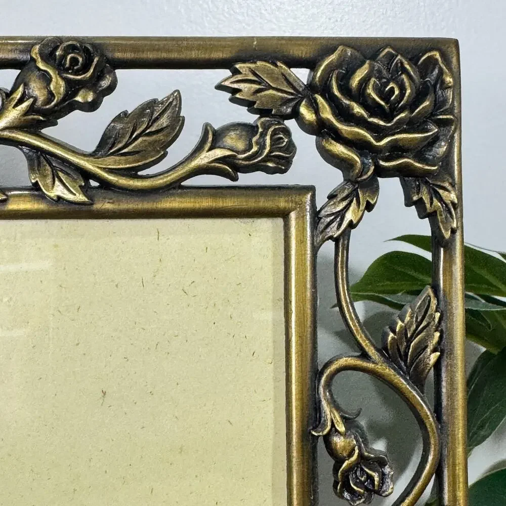 Connoisseur Picture Frame 8x10 Metal Roses Bronze Gold Photo